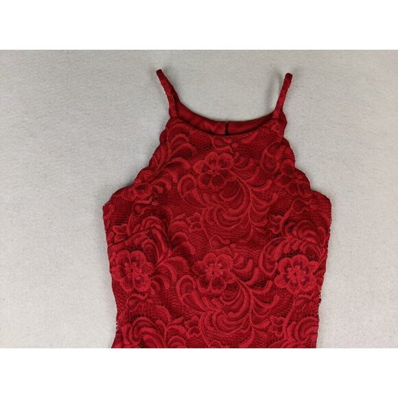 By By Women's Dress Size 1 Red Lace Sheath Cocktail Par - Picture 3 of 10